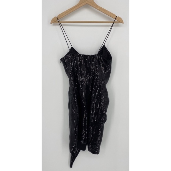 Retrofete Black Mary Sequins Spaghetti Strap Faux Wrap Dress - Picture 3 of 11